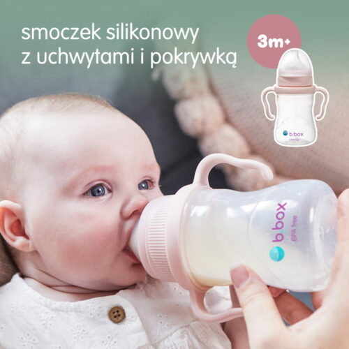 B.box kubek do nauki picia dla dziecka - zestaw 4w1 240 ml różowy - obrazek 4