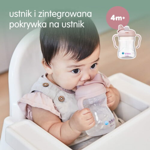 B.box kubek do nauki picia dla dziecka - zestaw 4w1 240 ml różowy - obrazek 5