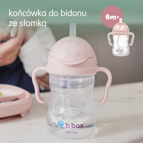 B.box kubek do nauki picia dla dziecka - zestaw 4w1 240 ml różowy - obrazek 6