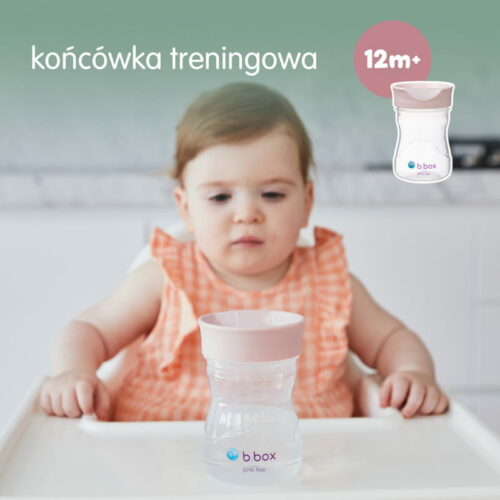 B.box kubek do nauki picia dla dziecka - zestaw 4w1 240 ml różowy - obrazek 7